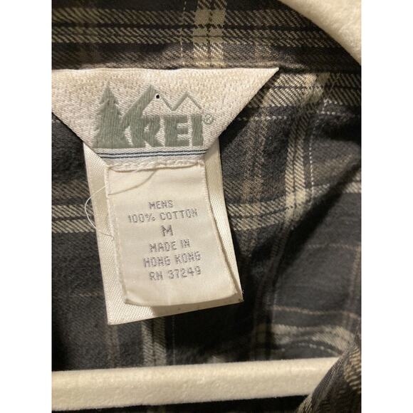 Vintage Y2K REI Shirt Men's Medium Gray Plaid Check Work Shirt - Picture 3 of 12
